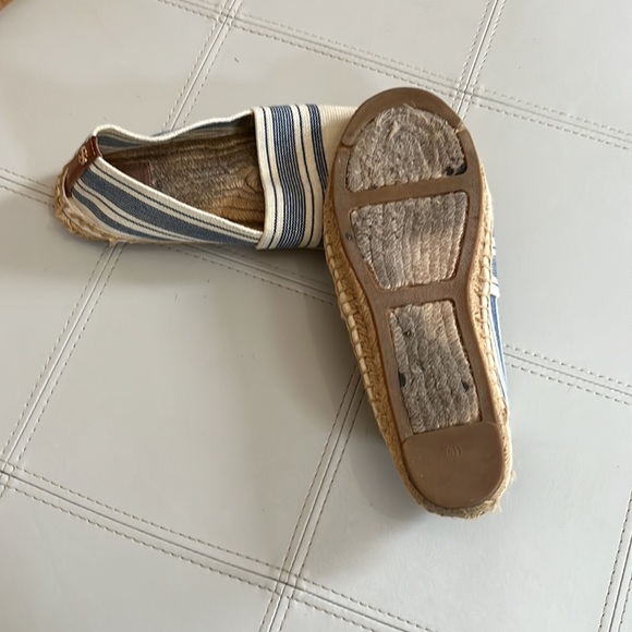 Canvas TORY BURCH Elastic blue & beige striped Espadrilles sz 8.5 - Picture 4 of 6